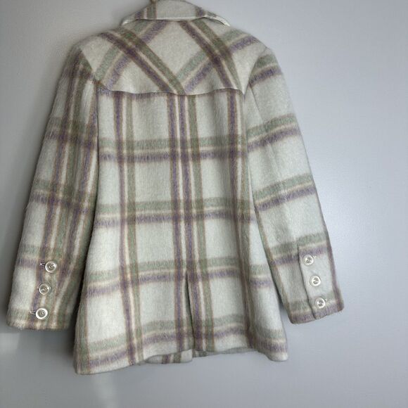 For Love And Lemons Plaid Pea Coat - Cream and Purple - Picture 6 of 12